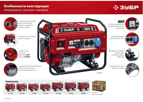 Бензиновый генератор ЗУБР СБ-8000