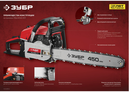 Бензопила ЗУБР ПБЦ-М560 45П