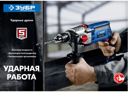 Дрель ударная ЗУБР ДУ-П850-2 ЭРМ