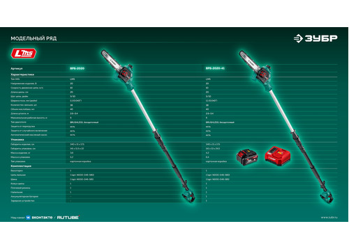 Высоторез аккумуляторный ЗУБР ВРБ-2020 20 В, без АКБ (LMS)