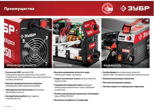 Сварочный инвертор ЗУБР 250 А, СА-250