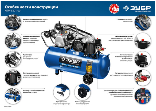 Компрессор ЗУБР КПМ-530-100