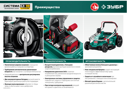 Аккумуляторная газонокосилка ЗУБР ГКЛ-4336-42