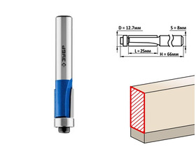Фреза ЗУБР кромочная прямая с нижним подшипником 12.7x25 мм ПРОФИ 28727-12.7-25