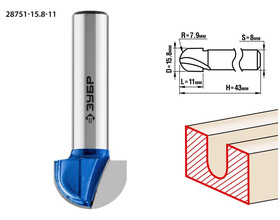 Фреза ЗУБР пазовая галтельная 15.8x11 мм ПРОФИ 28751-15.8-11