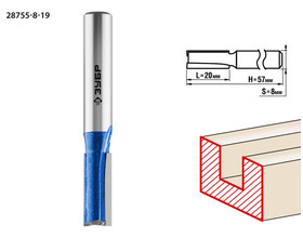 Фреза ЗУБР пазовая прямая с нижними подрезателями 8x20 мм ПРОФИ 28755-8-19