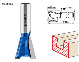 Фреза ЗУБР пазовая фасонная Ласточкин Хвост 25.4x26 мм ПРОФИ 28748-25.4