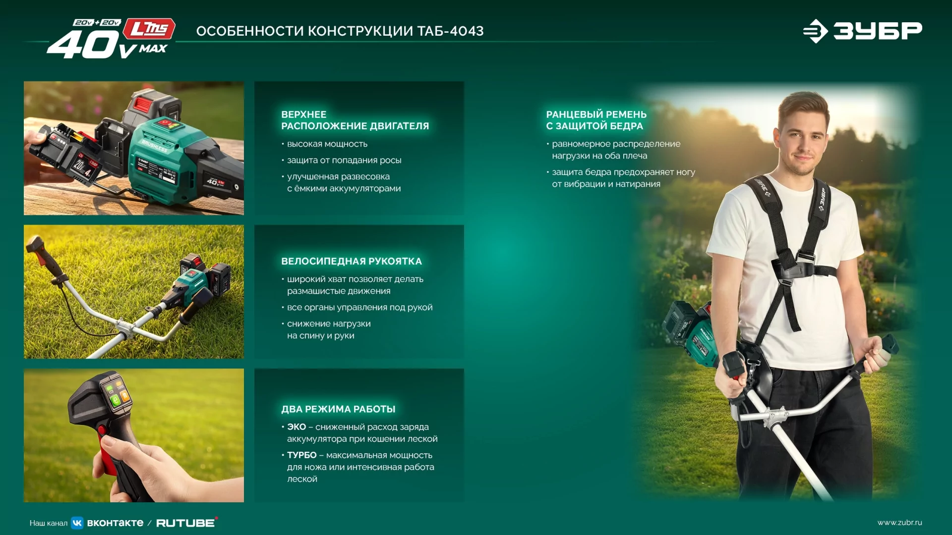 Триммер аккумуляторный ЗУБР ТАБ-2031-21 20 В, 1 АКБ LMS (2 Ач)
