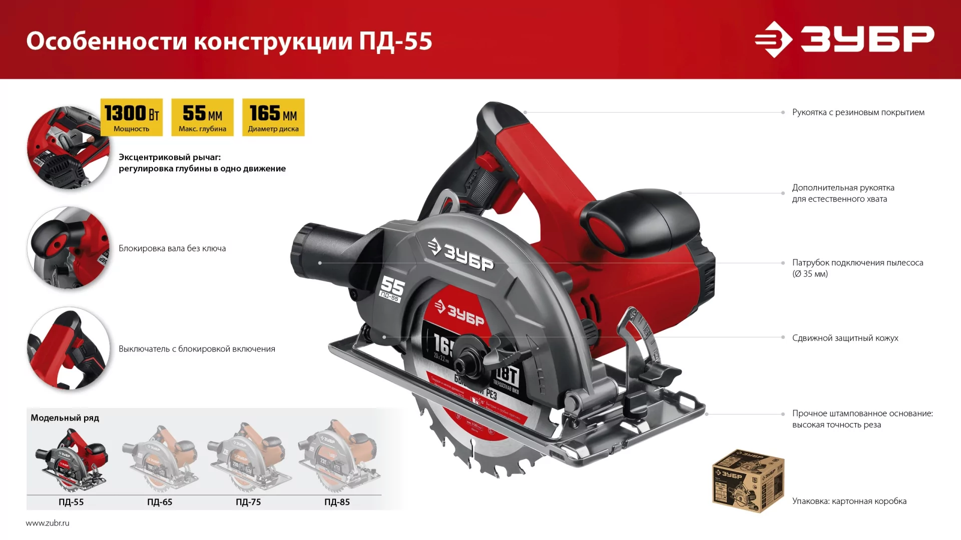 Дисковая пила ЗУБР ПД-55