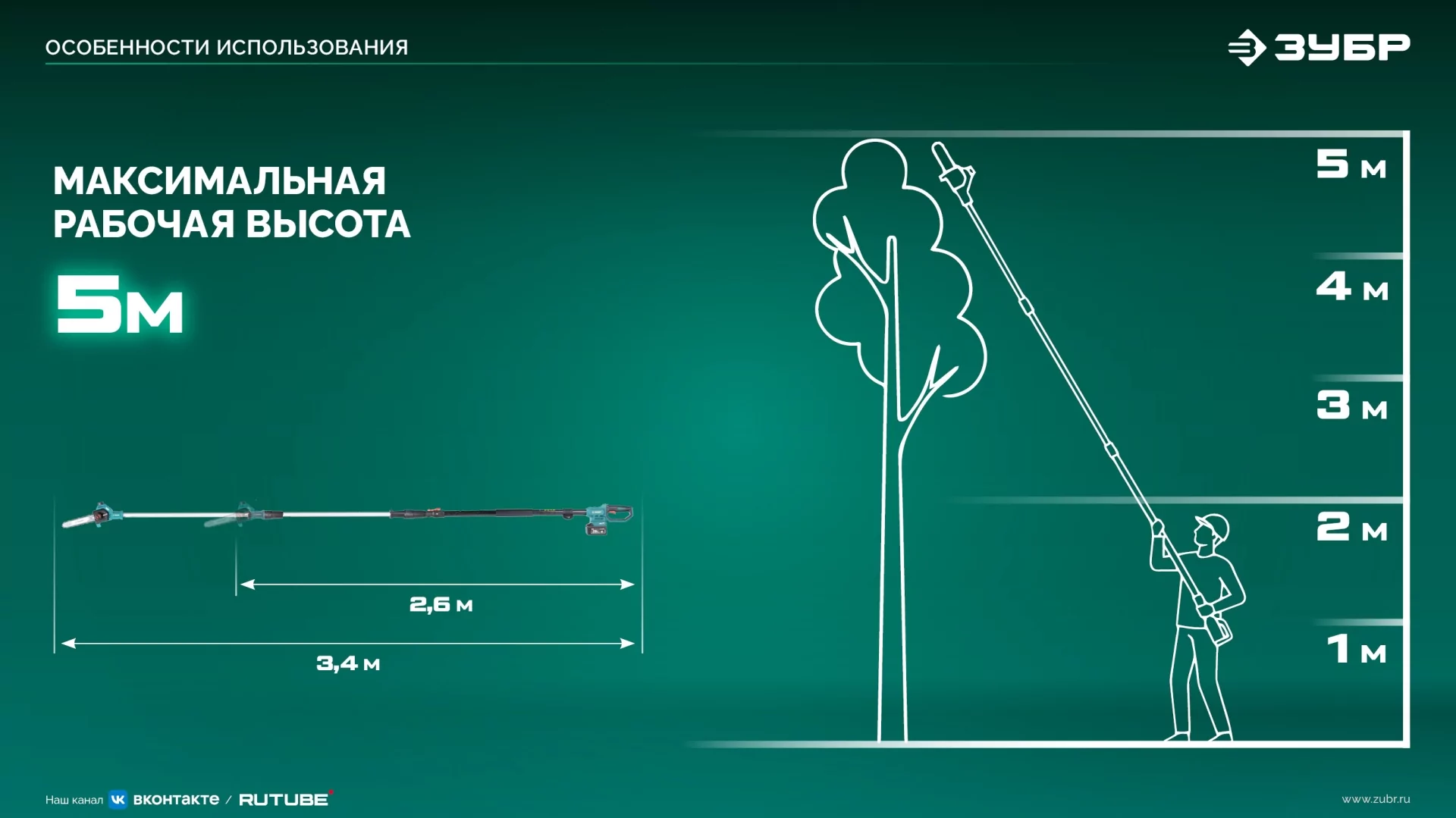 Высоторез аккумуляторный ЗУБР ВРБ-2020-41 20 В, 1 АКБ LMS (4 Ач)