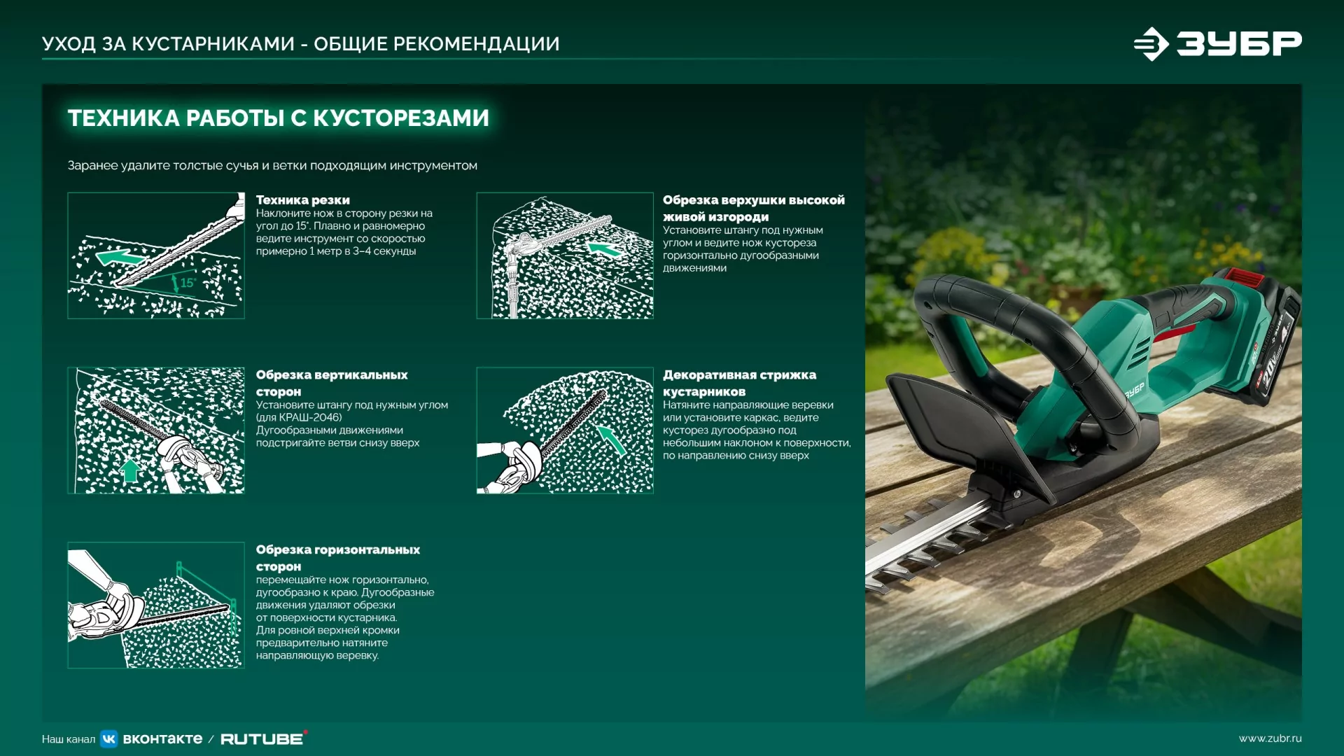 Кусторез аккумуляторный ЗУБР КРА-4061 бесщеточный 40 В (2x20В), без АКБ (LMS)