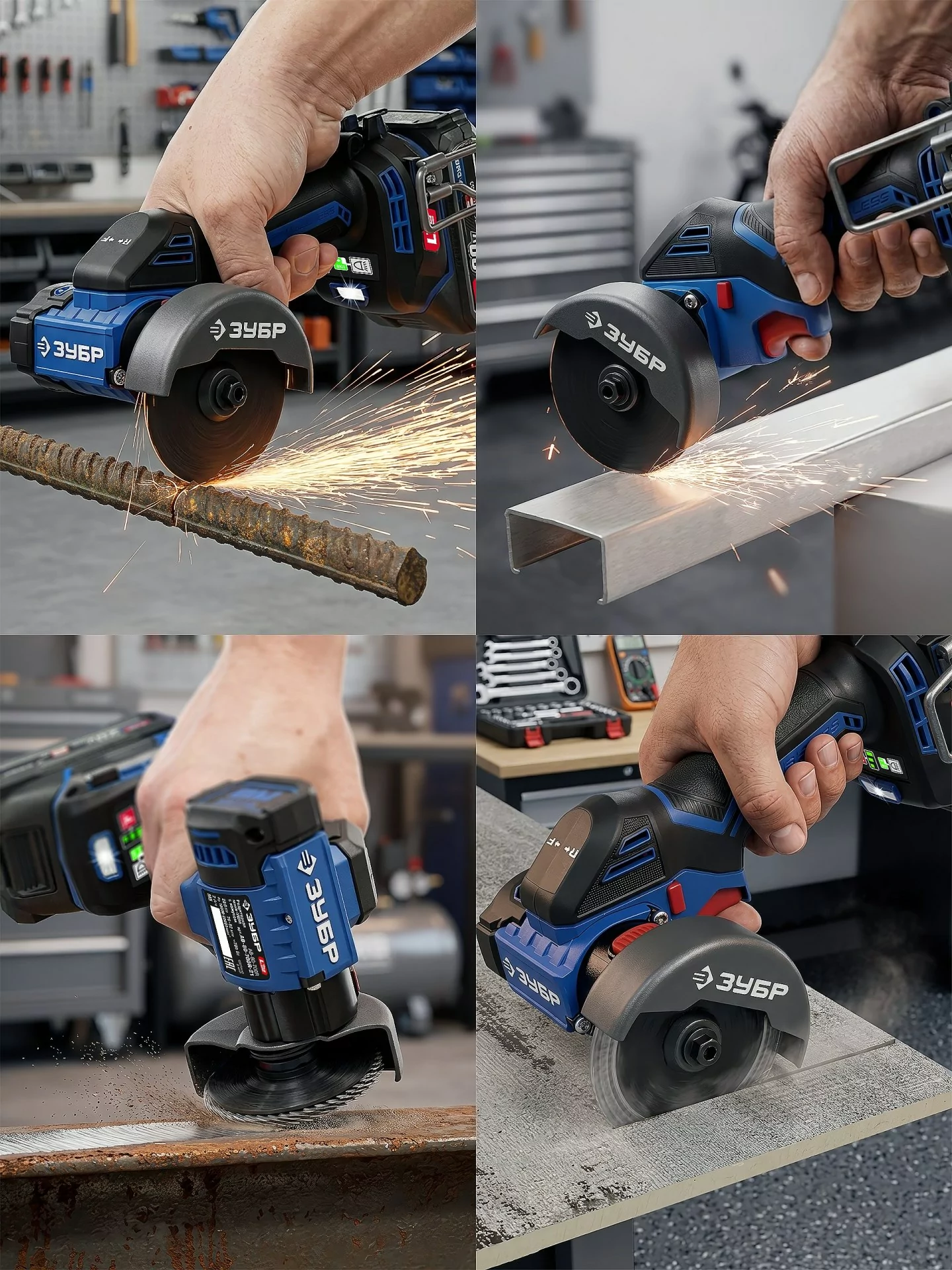 Редукторная мини-УШМ ЗУБР AB-80-700-42 2 АКБ LMS (4 Ач), в сумке