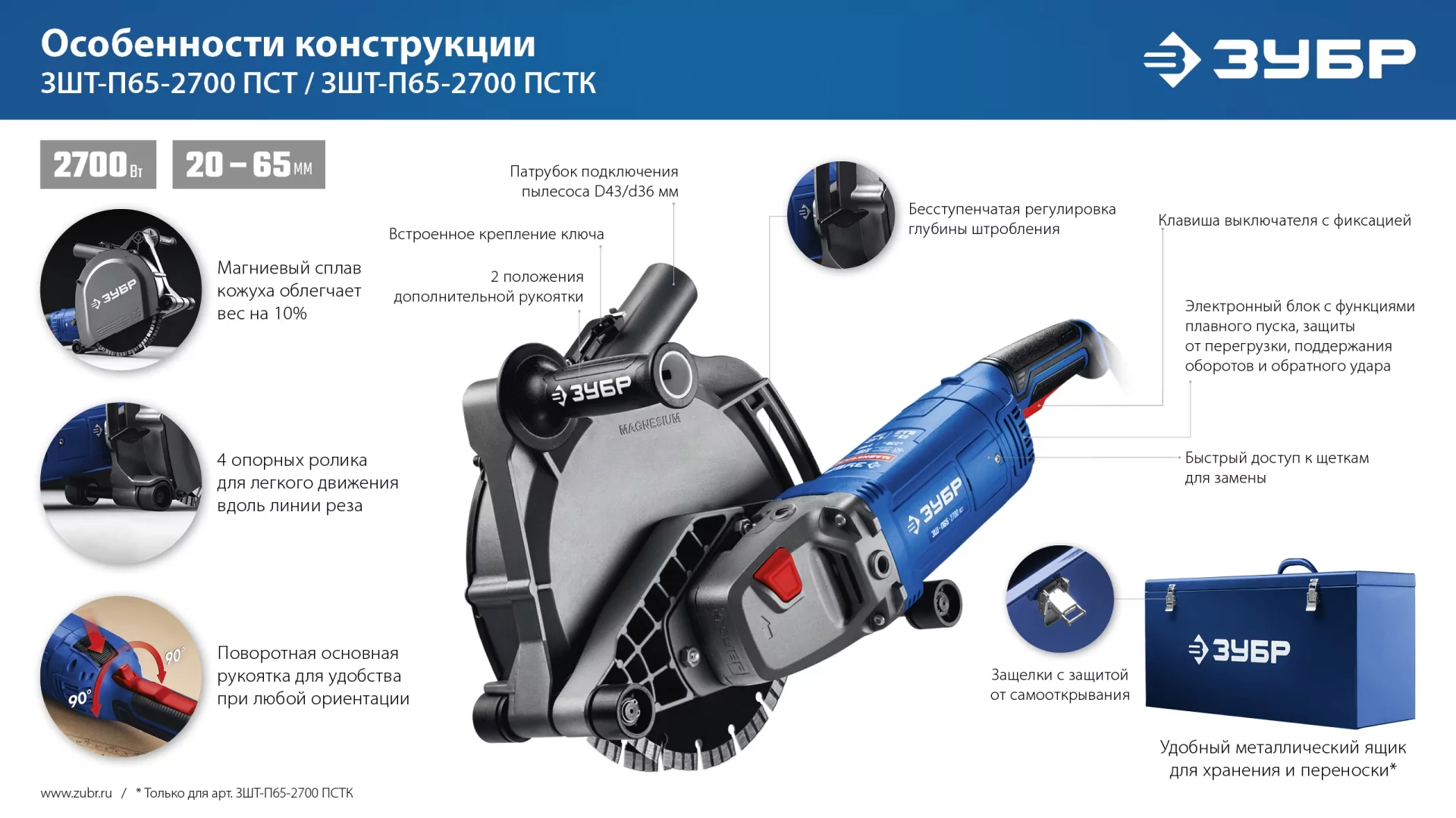 Штроборез ЗУБР ЗШ-П65-2700 ПСТК