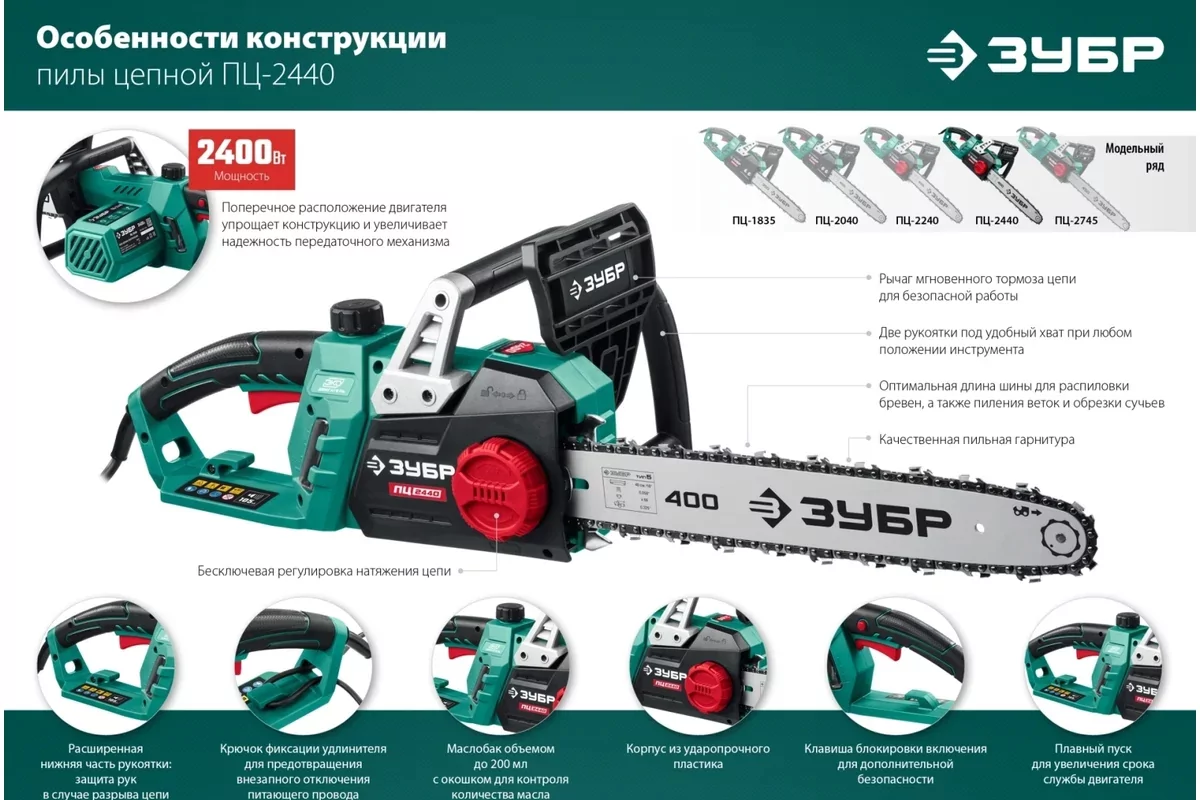 Электрическая цепная пила ЗУБР ПЦ-2440