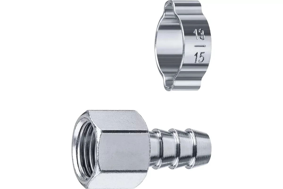Штуцер ЗУБР елочка 10 мм - 1/4F, с обжимным хомутом 64923-1/4-10