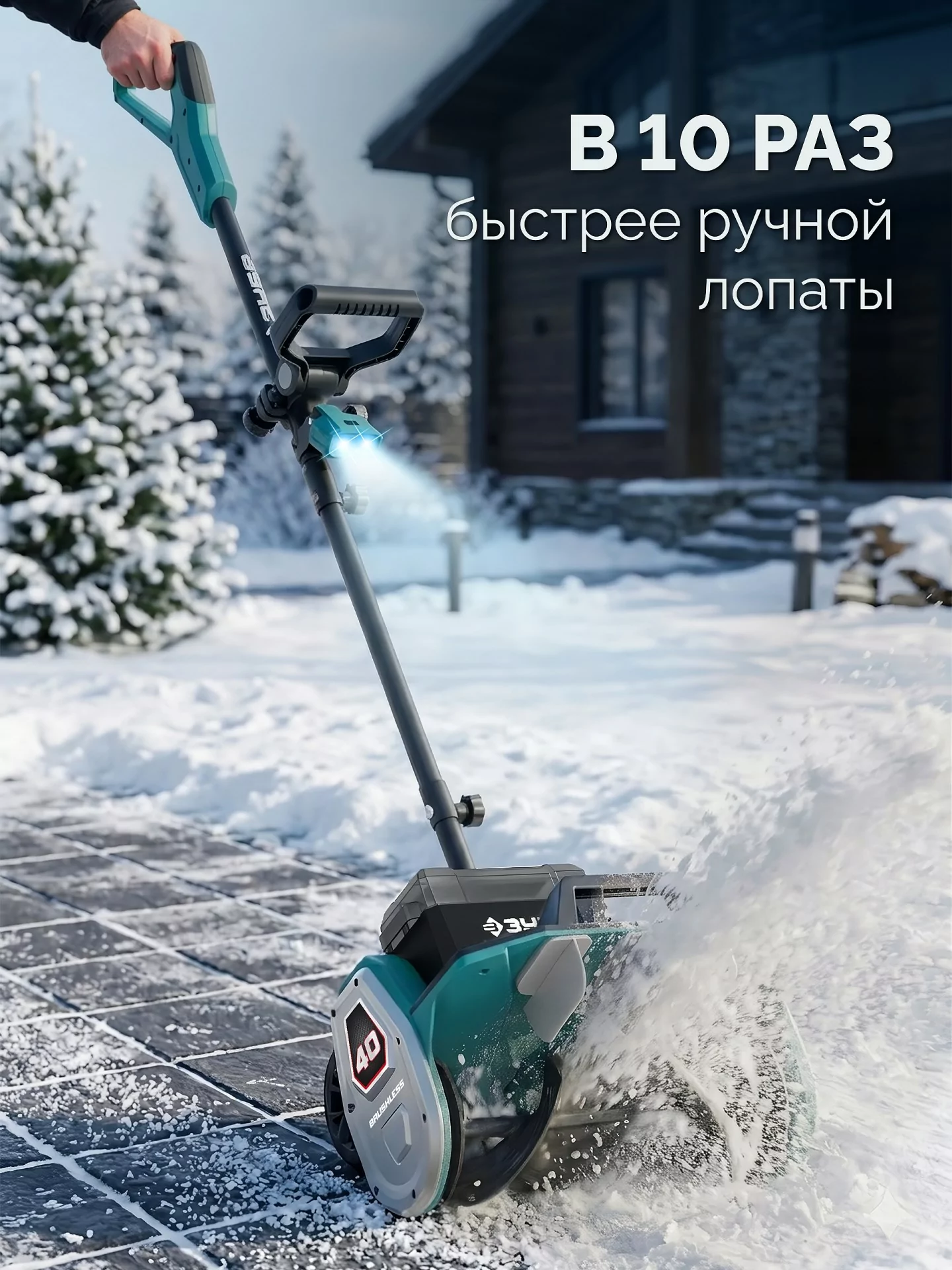 Лопата аккумуляторная (снегоуборщик) ЗУБР СЛА-40 40В (2х20В), без АКБ (LMS)